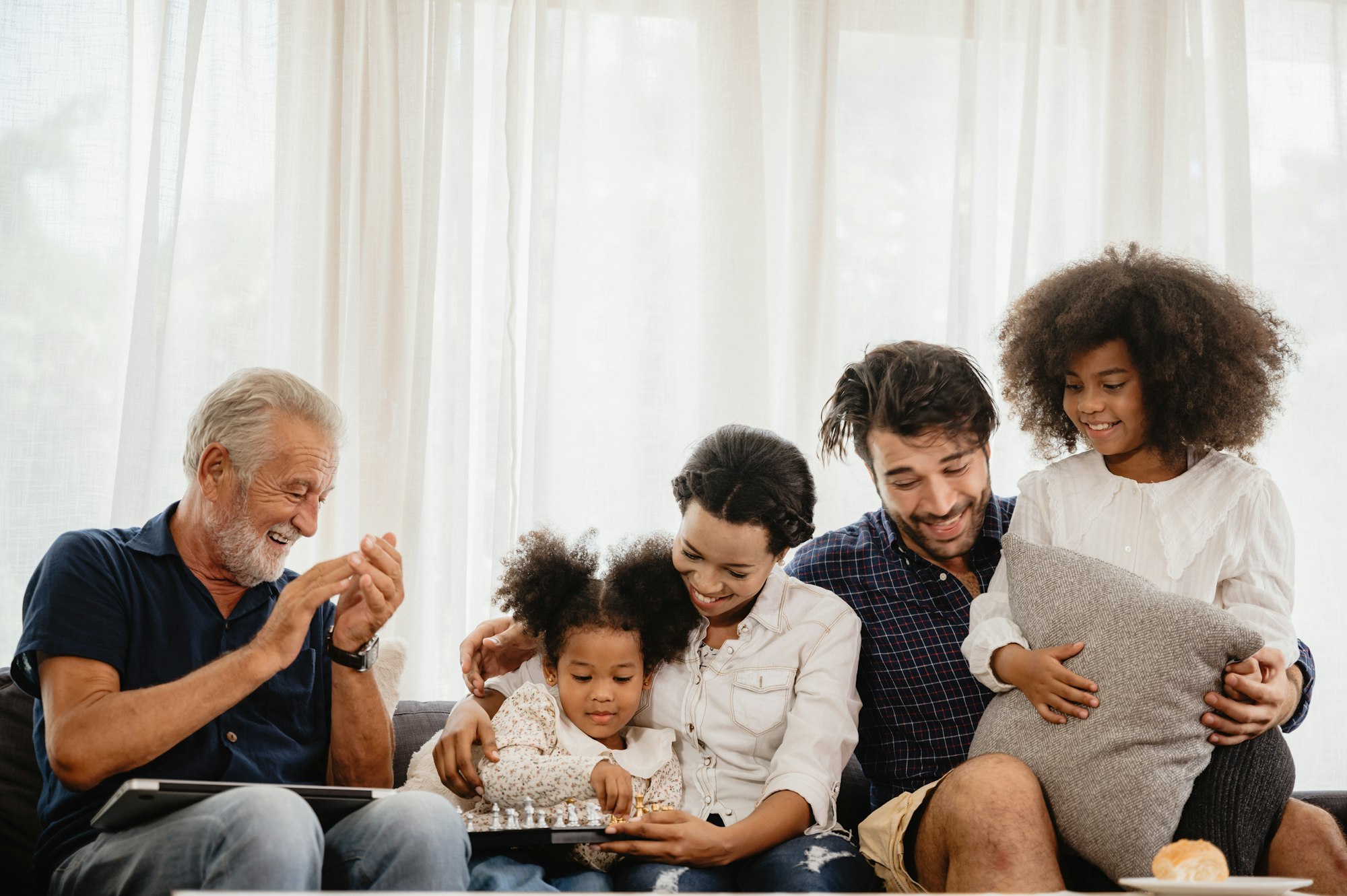 Big family with many generation meeting at home